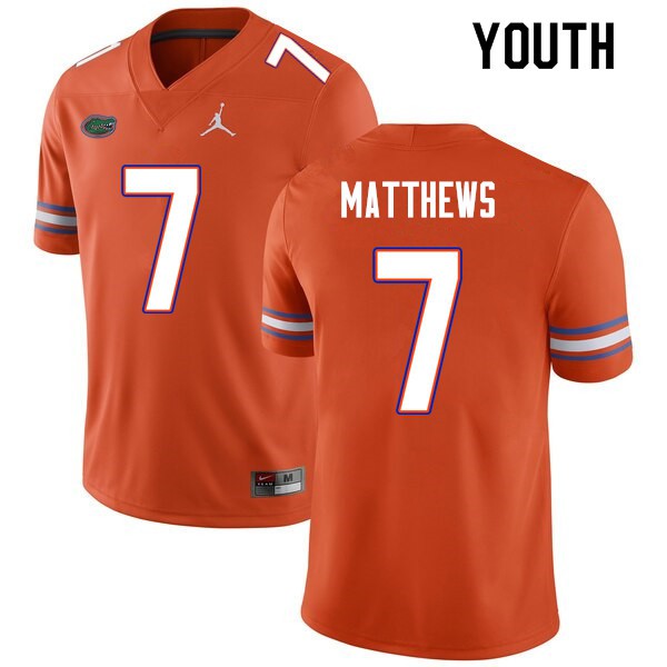 Youth #7 Luke Matthews Florida Gators College Football Jerseys Orange